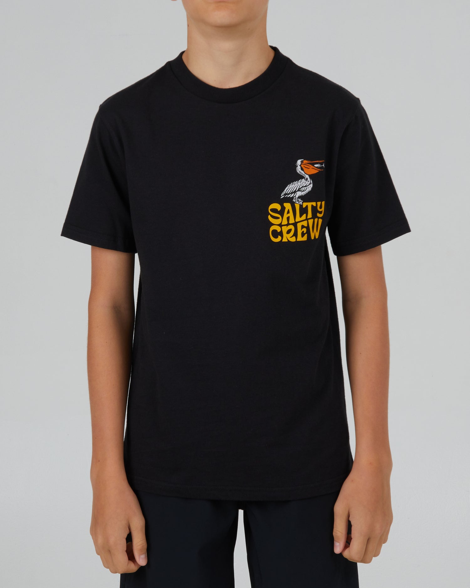 front view of Seaside Boys Black Heather S/S Tee