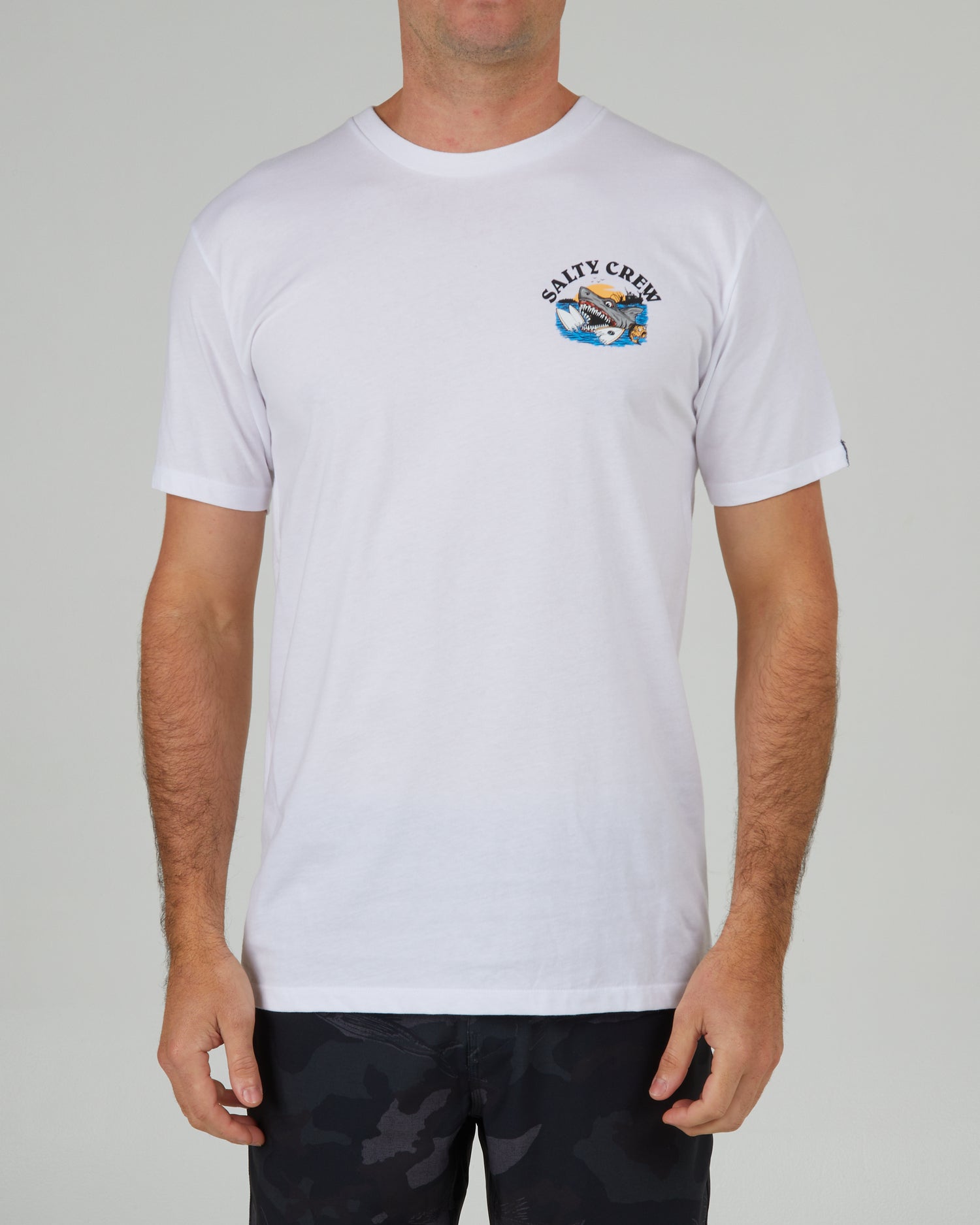 front view of Terror Shark White S/S Premium Tee