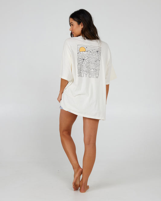 back view of Joy Off White Cover Up Tee
