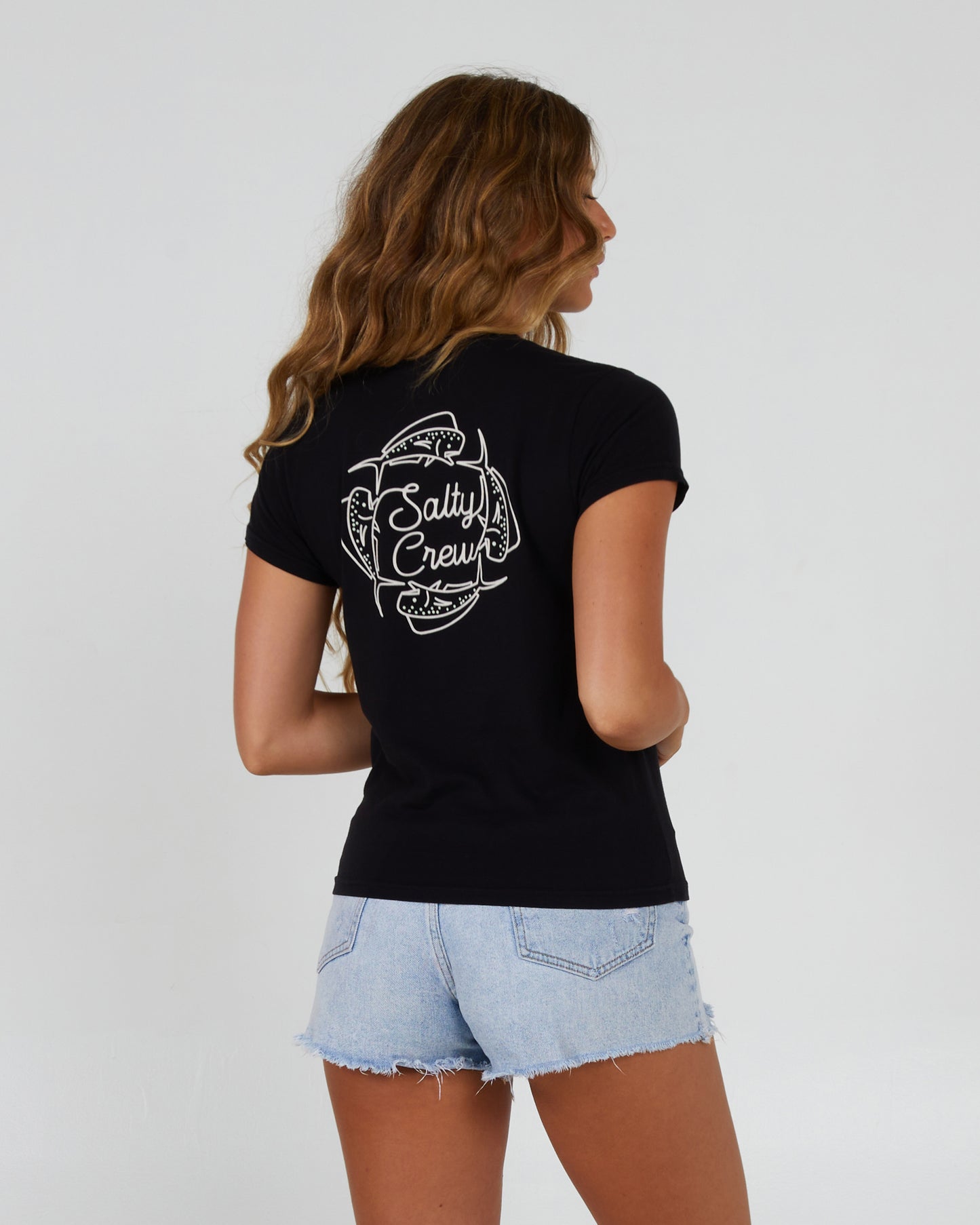 back view of Drawn In Circles Black Tee