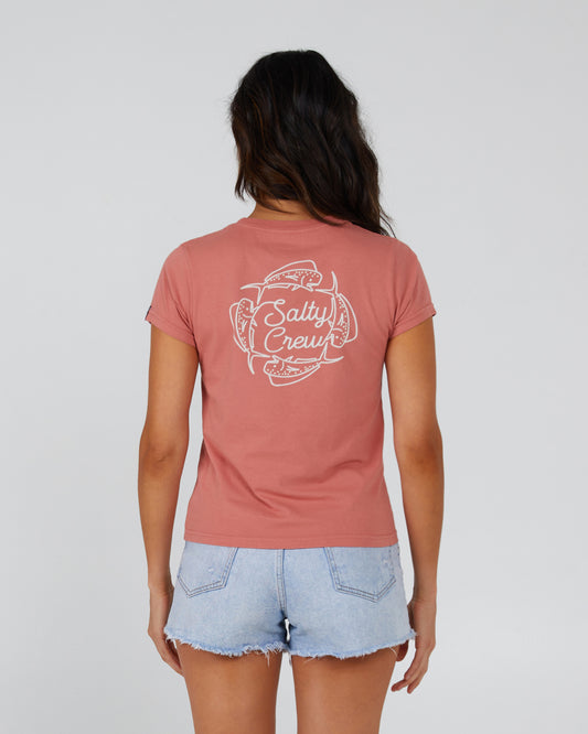 back view of Drawn In Circles Terracotta Tee