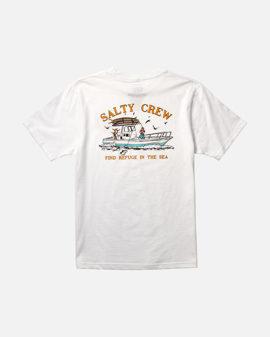 back view of Fish On Boys White S/S Tee