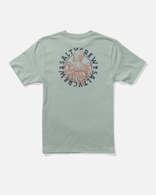 Back view of the Tentacles Boys Tee - Aqua Grey. 