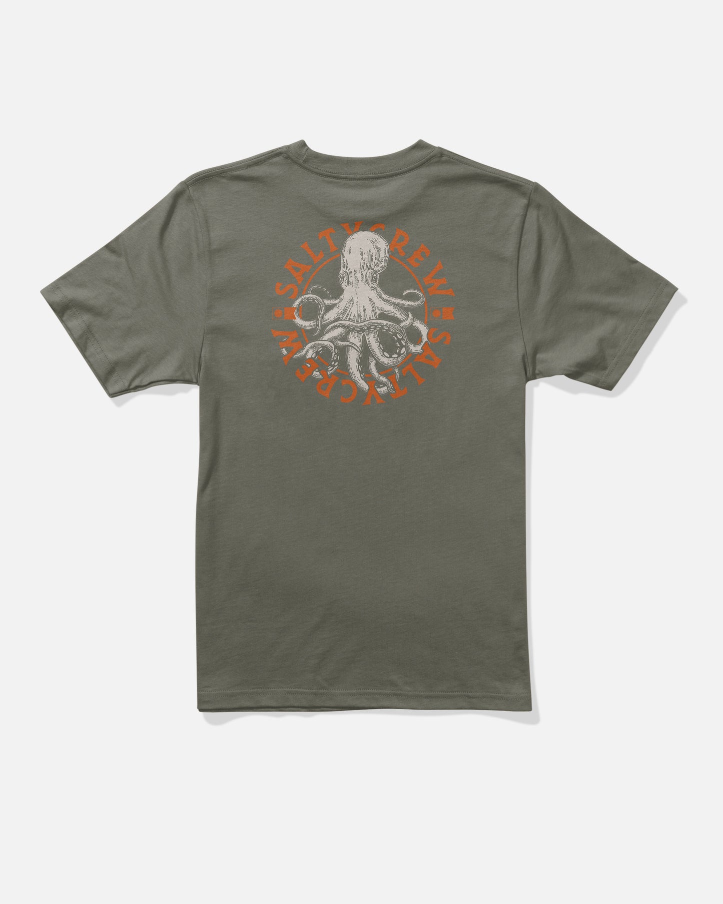 Back view of the Tentacles Boys Tee - Dusty Olive. 