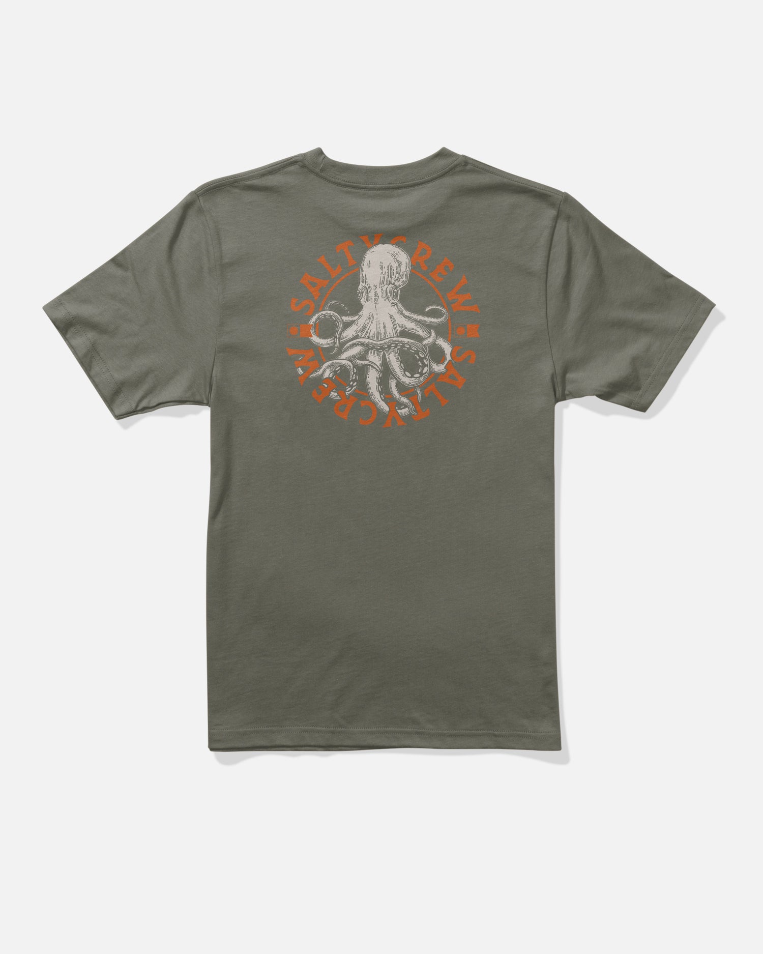 Back view of the Tentacles Boys Tee - Dusty Olive. 