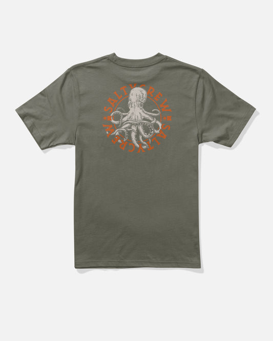 Back view of the Tentacles Boys Tee - Dusty Olive. 