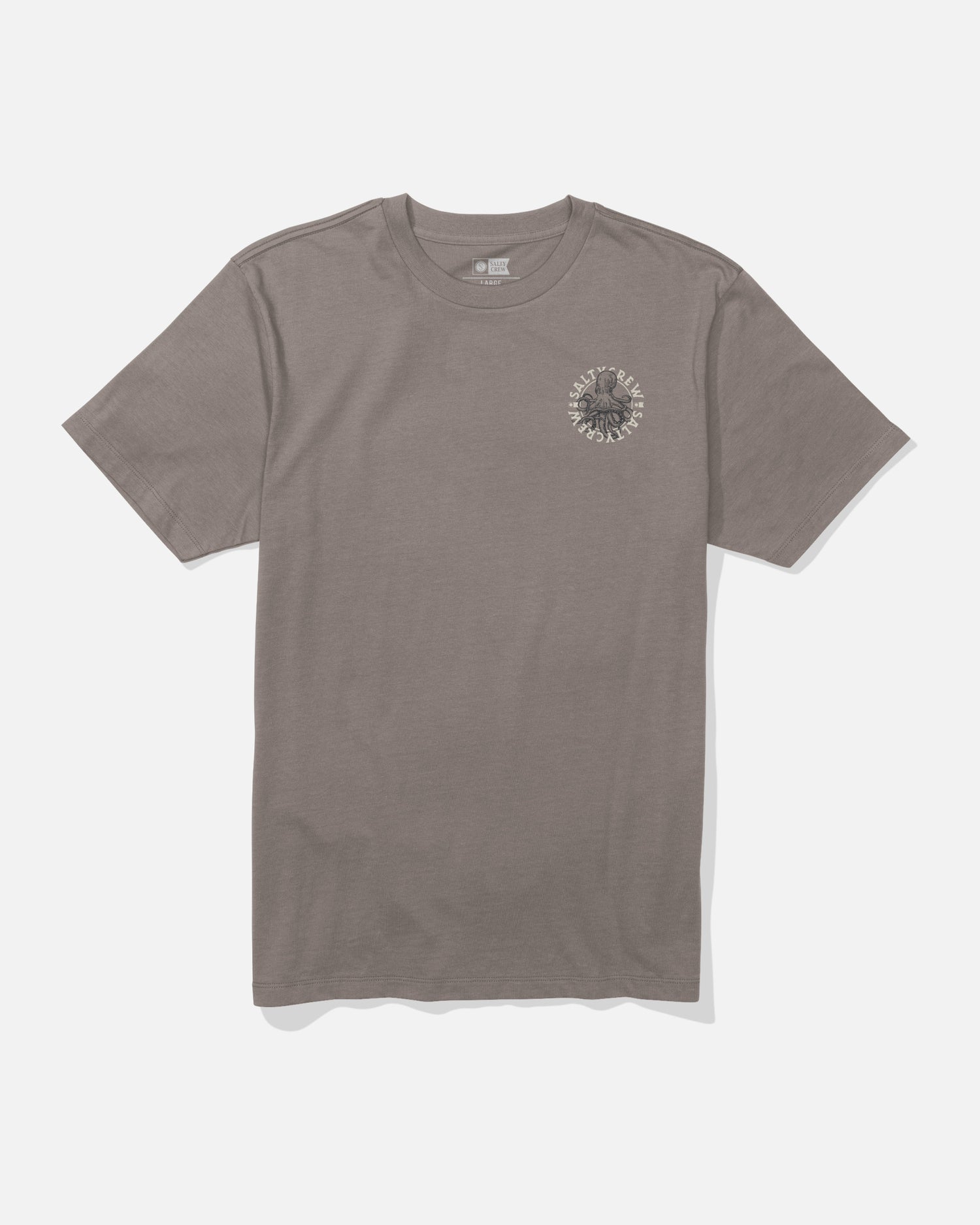 Front view of the Tentacles Crew Tee - Cinder. 