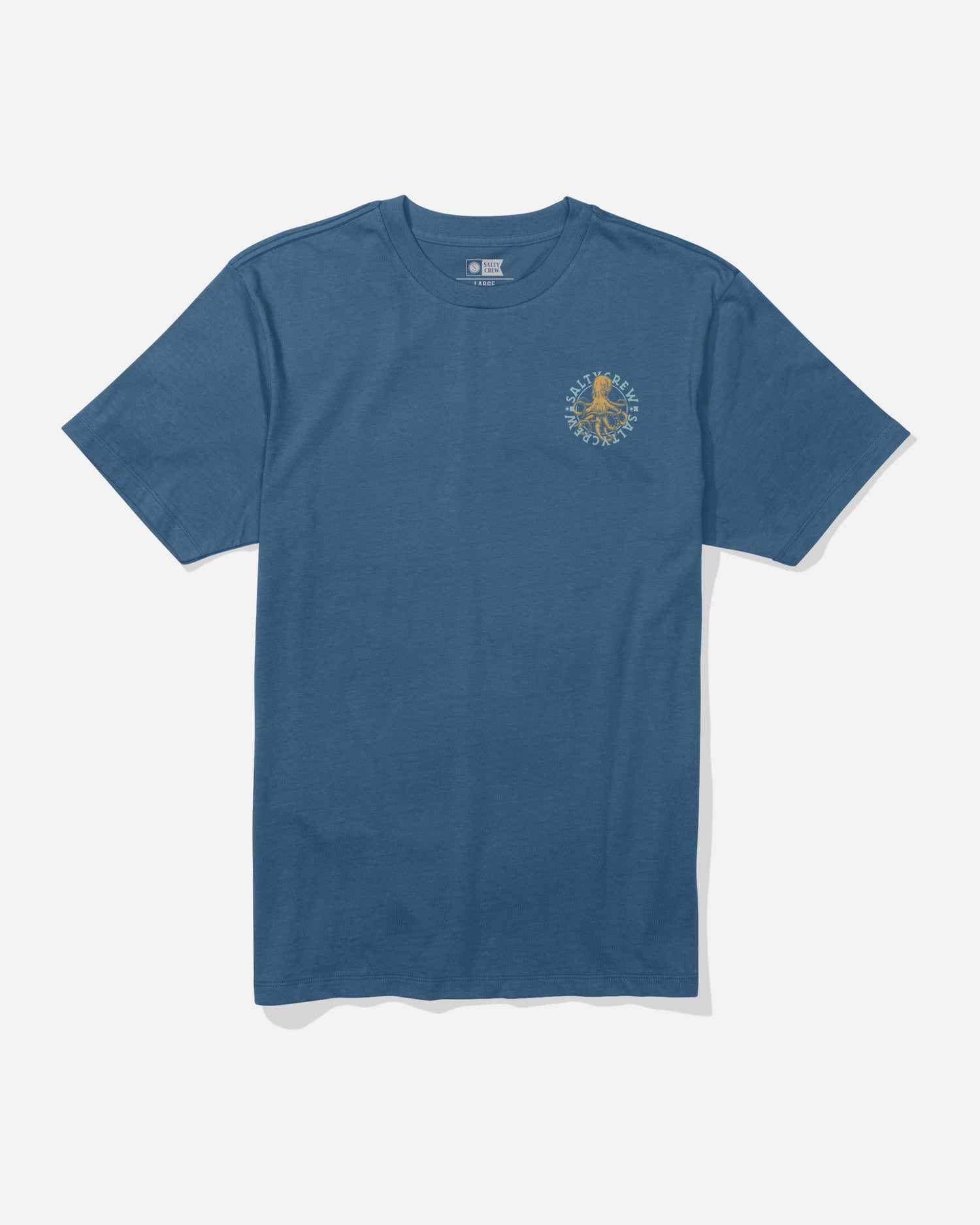 Front view of the Tentacles Crew Tee - Cast Blue. 