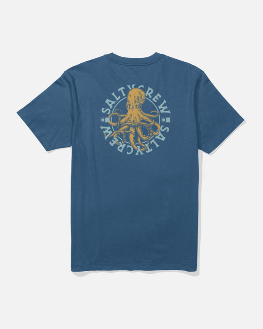 Back view of the Tentacles Crew Tee - Cast Blue.