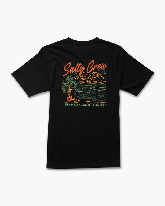 Back of the Western Waves Boys Tee - Black. 