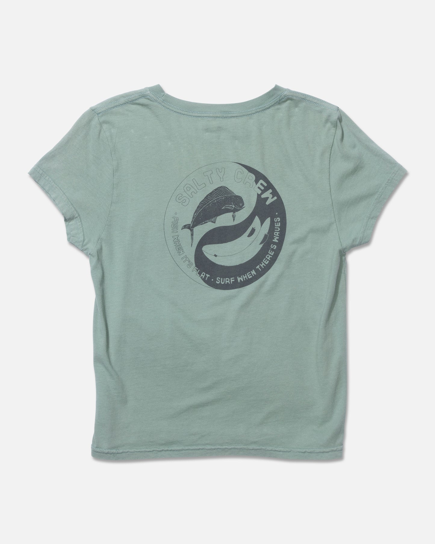 Back view of the Fishin Yang Modern Tee - Sage. 