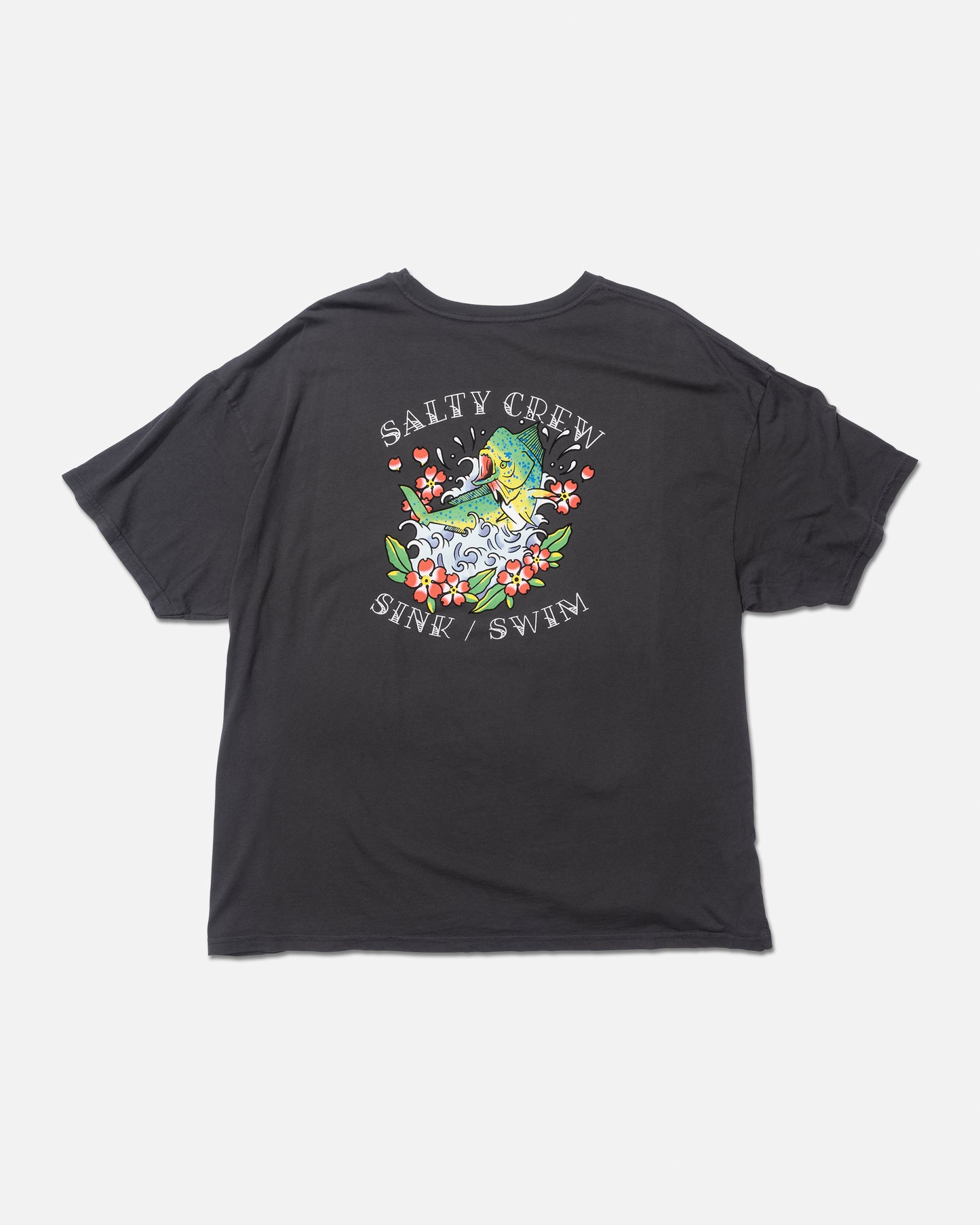 Back view of the Hopper Cover Up Tee - Charcoal. 