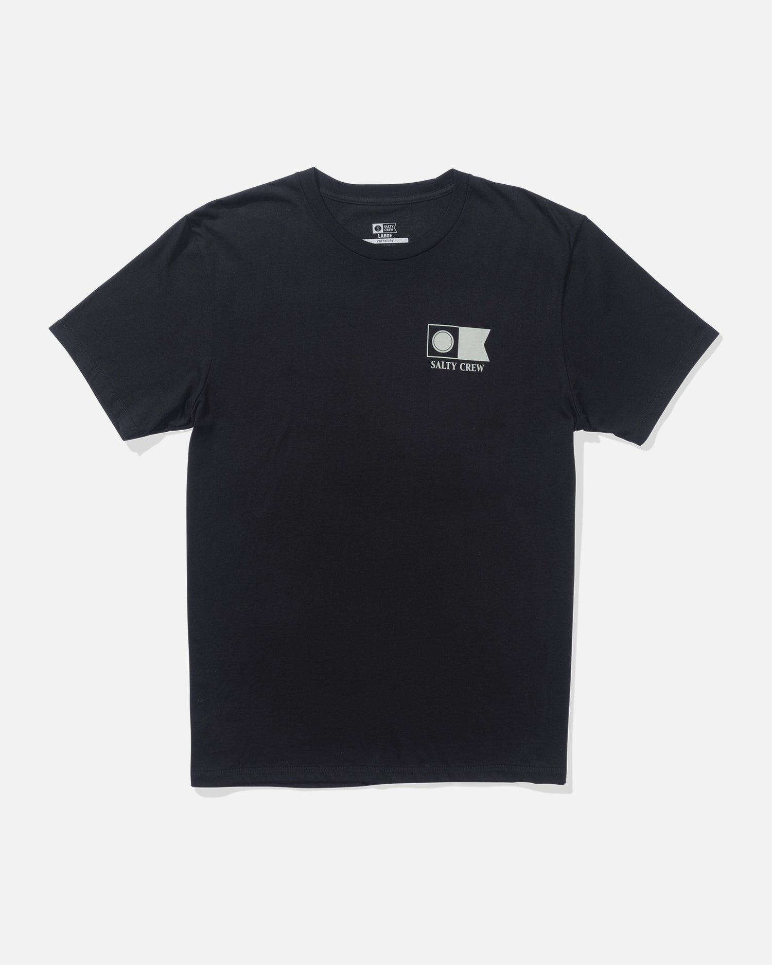 Front view of the Flagship Fill Premium Tee - Black. 