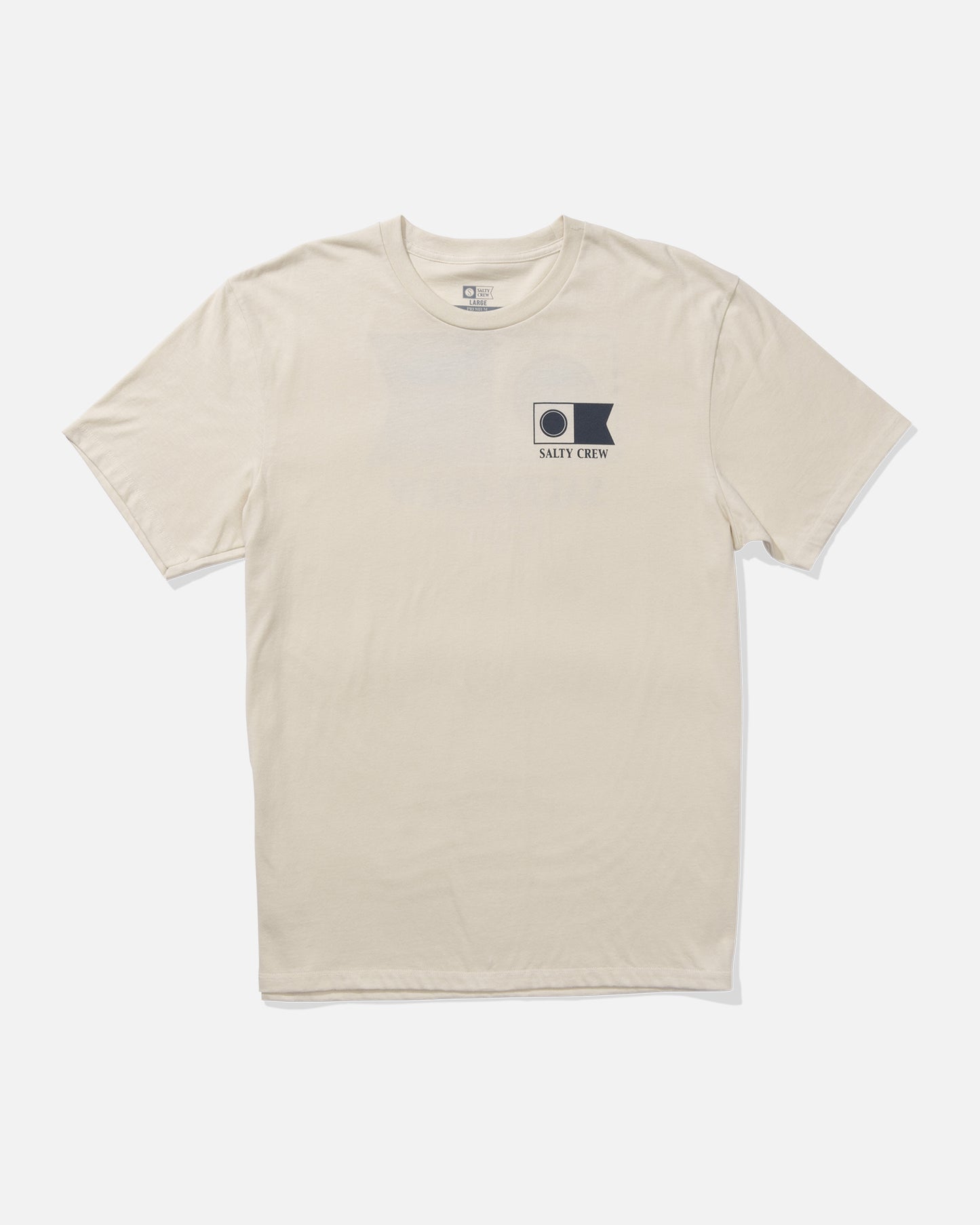 Front view of the Flagship Fill Premium Tee - Bone. 
