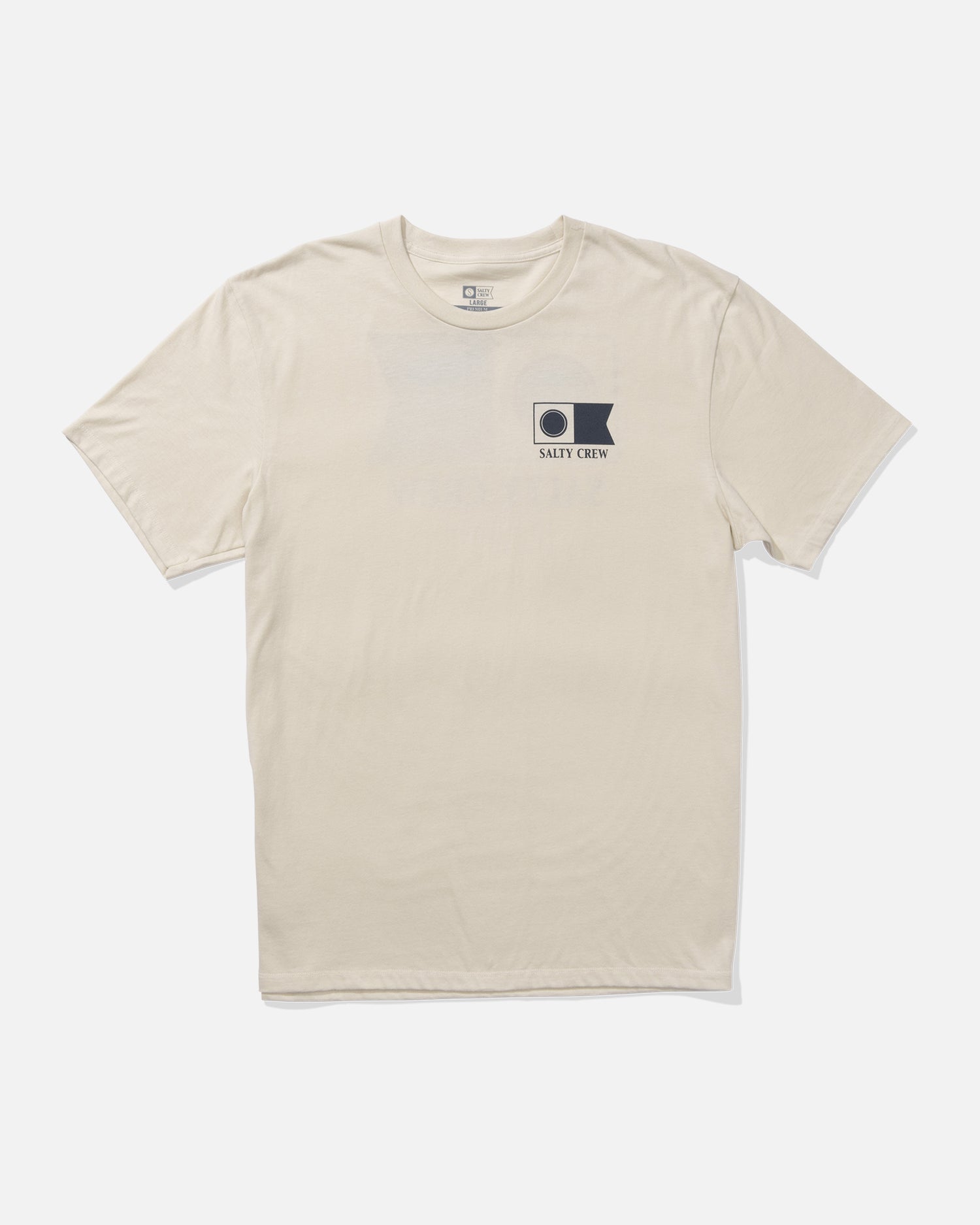 Front view of the Flagship Fill Premium Tee - Bone. 