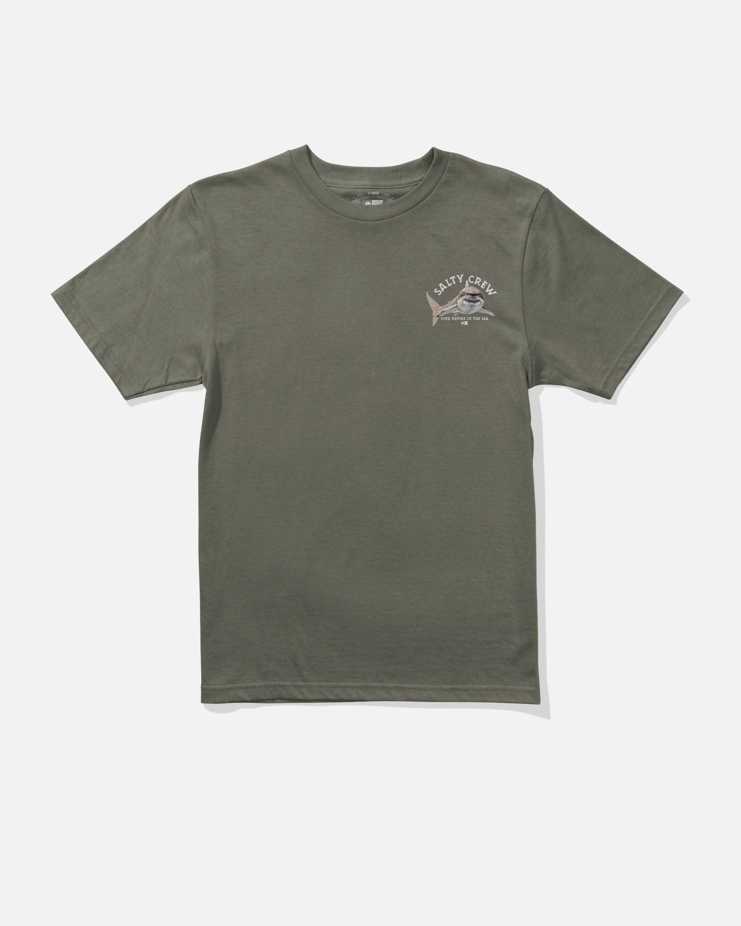Front view of the Lurking Boys Tee - Dusty Olive. 