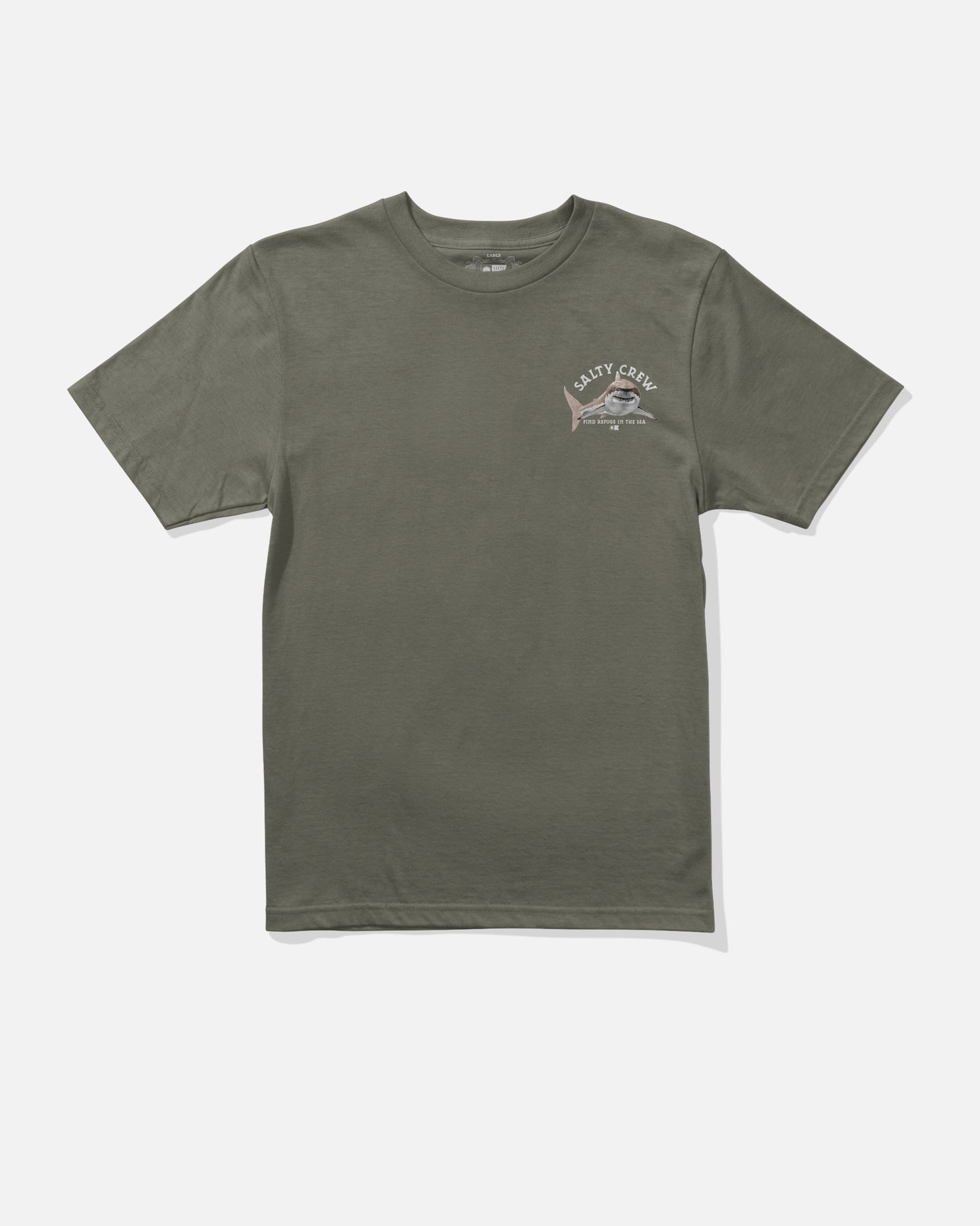 Front view of the Lurking Boys Tee - Dusty Olive. 