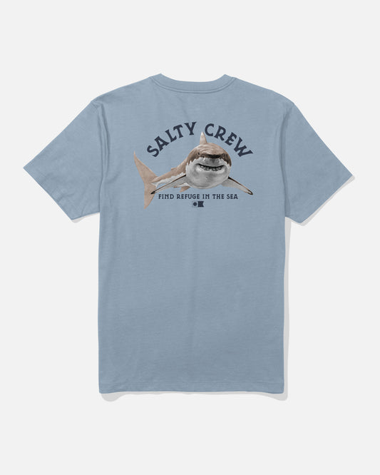 back view of Lurking Tee - Blue Fog