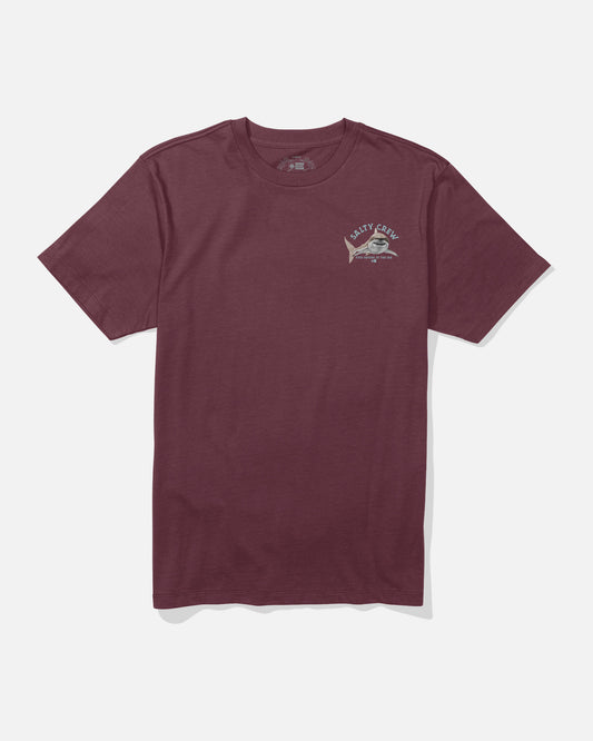 Front view of the Lurking Crew Tee - Burgundy. 