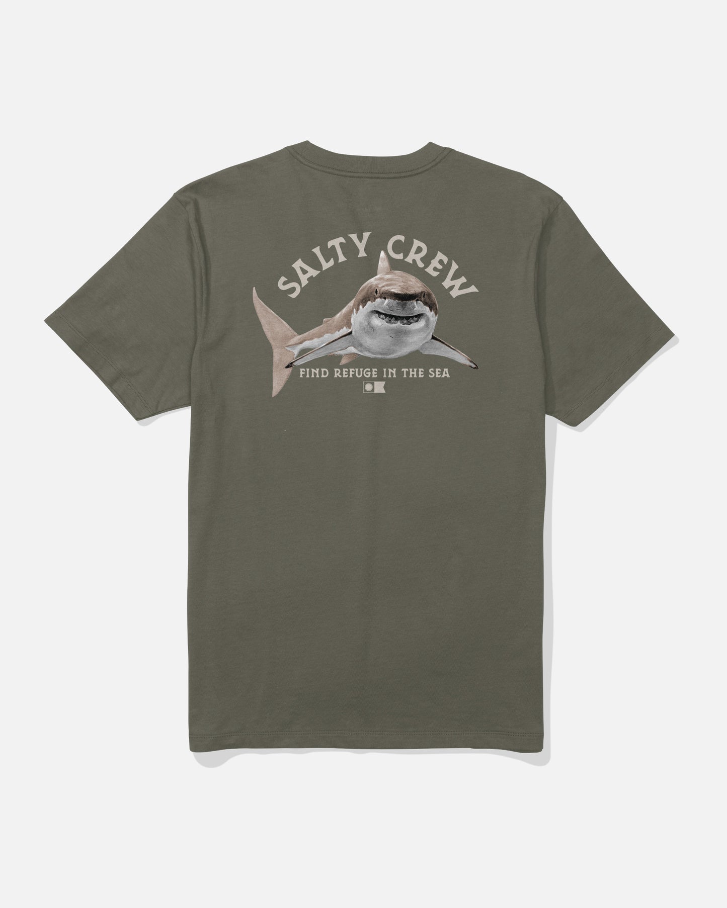 back view of Lurking Tee - Dusty Olive