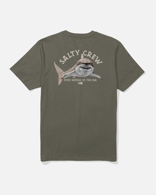 back view of Lurking Tee - Dusty Olive