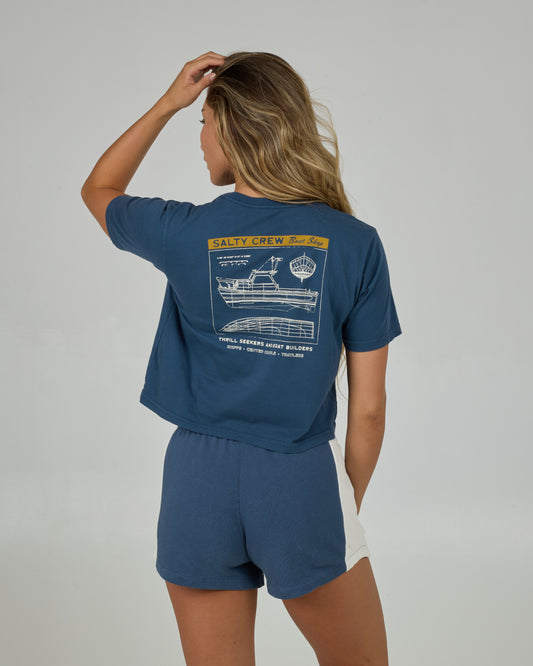Boat Shop Crop Tee - Indigo