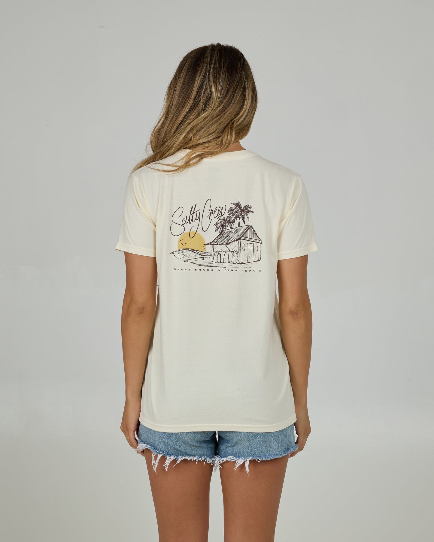 Back view of the Shape Shack Boyfriend Tee - Off White. 