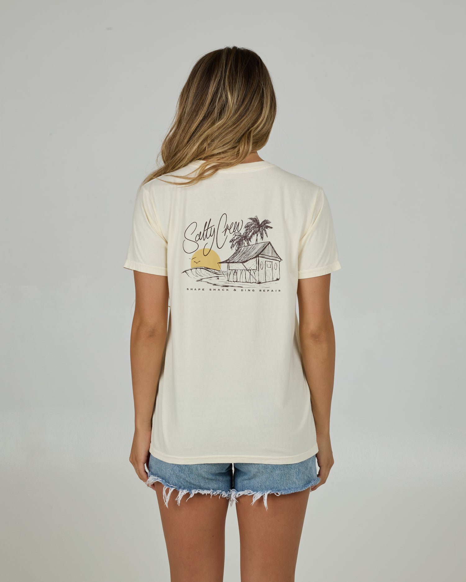 Back view of the Shape Shack Boyfriend Tee - Off White. 