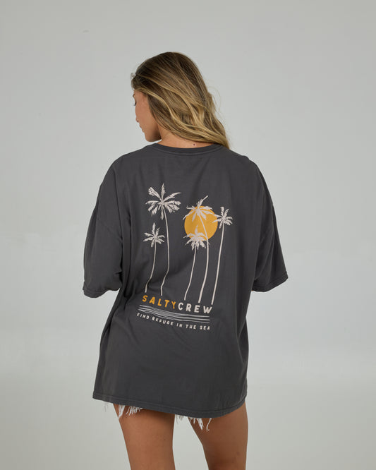Palm Set Cover Up Tee - Charcoal