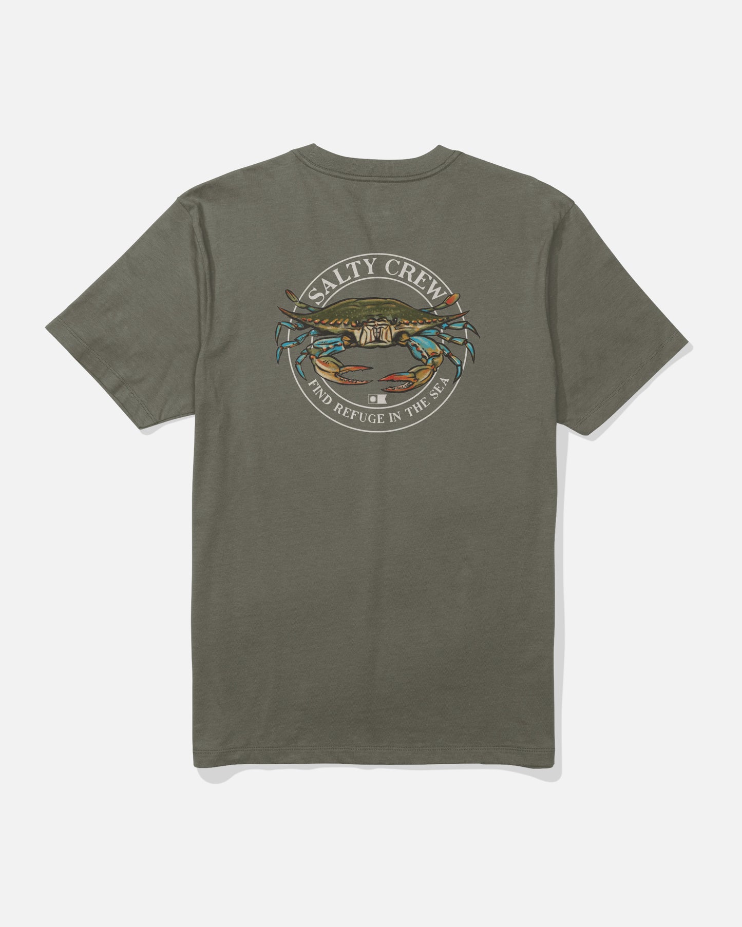 Back view of the Jimmy Tee - Dusty Olive. 