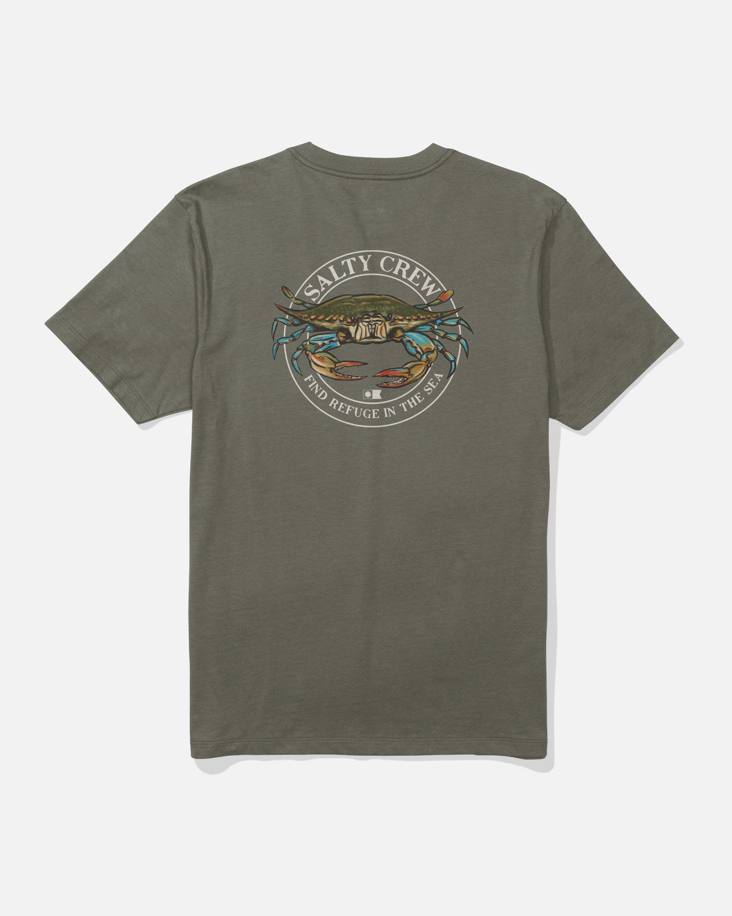 Back view of the Jimmy Tee - Dusty Olive. 