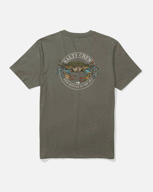 Back view of the Jimmy Tee - Dusty Olive. 