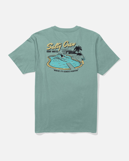 back view of Surf Motel Premium Tee - Mackerel