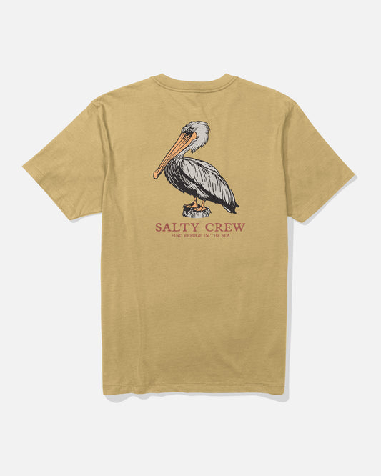 back view of Perched Premium Tee  - Mineral Yellow