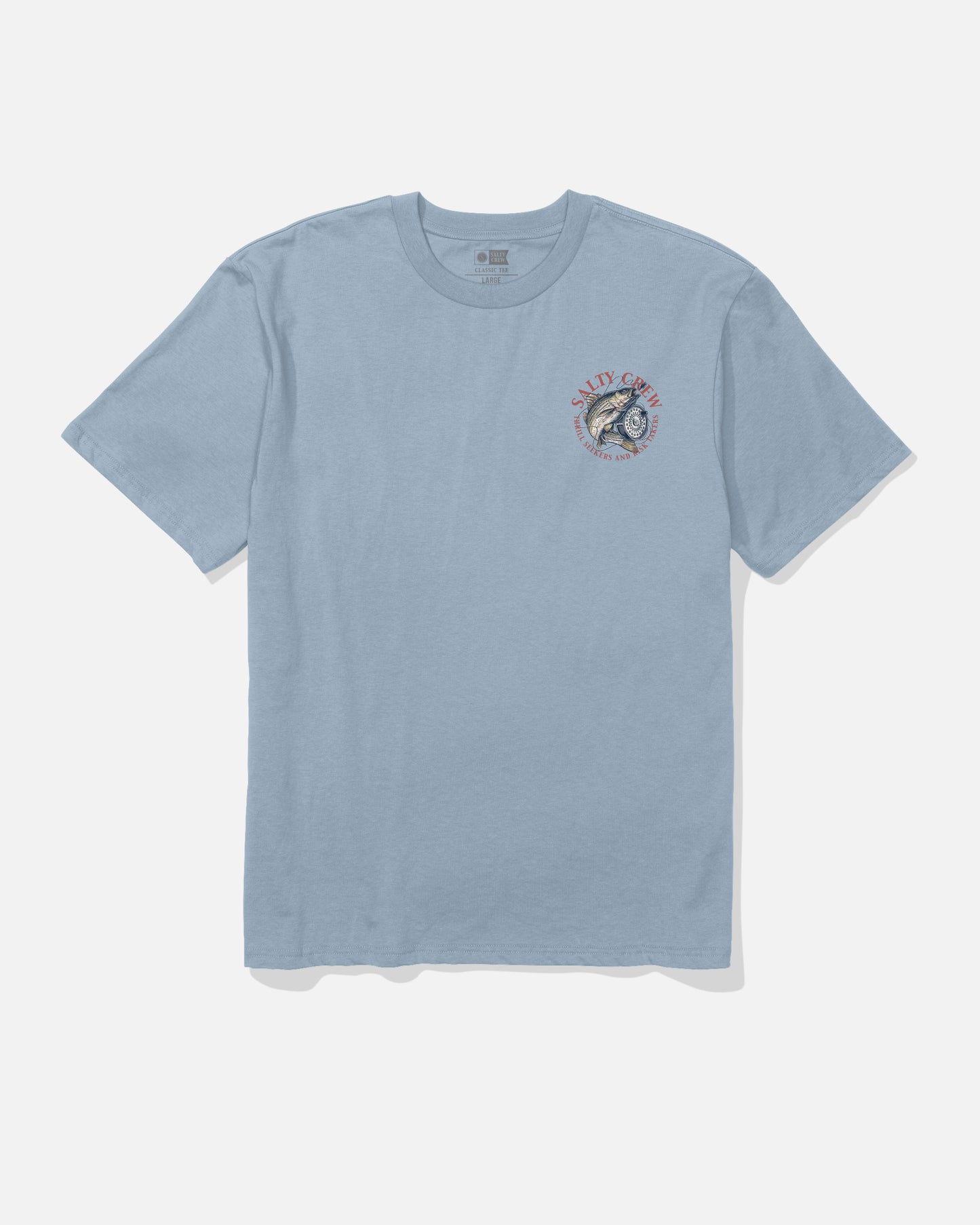 front view of Reel Fly Classic Tee - Blue Fog