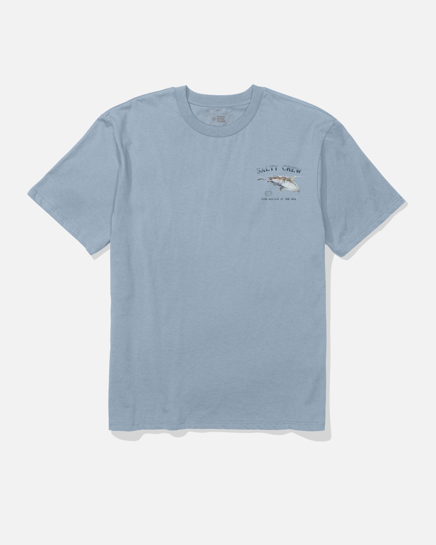 Front view of the Surface Classic Tee - Blue Fog. 