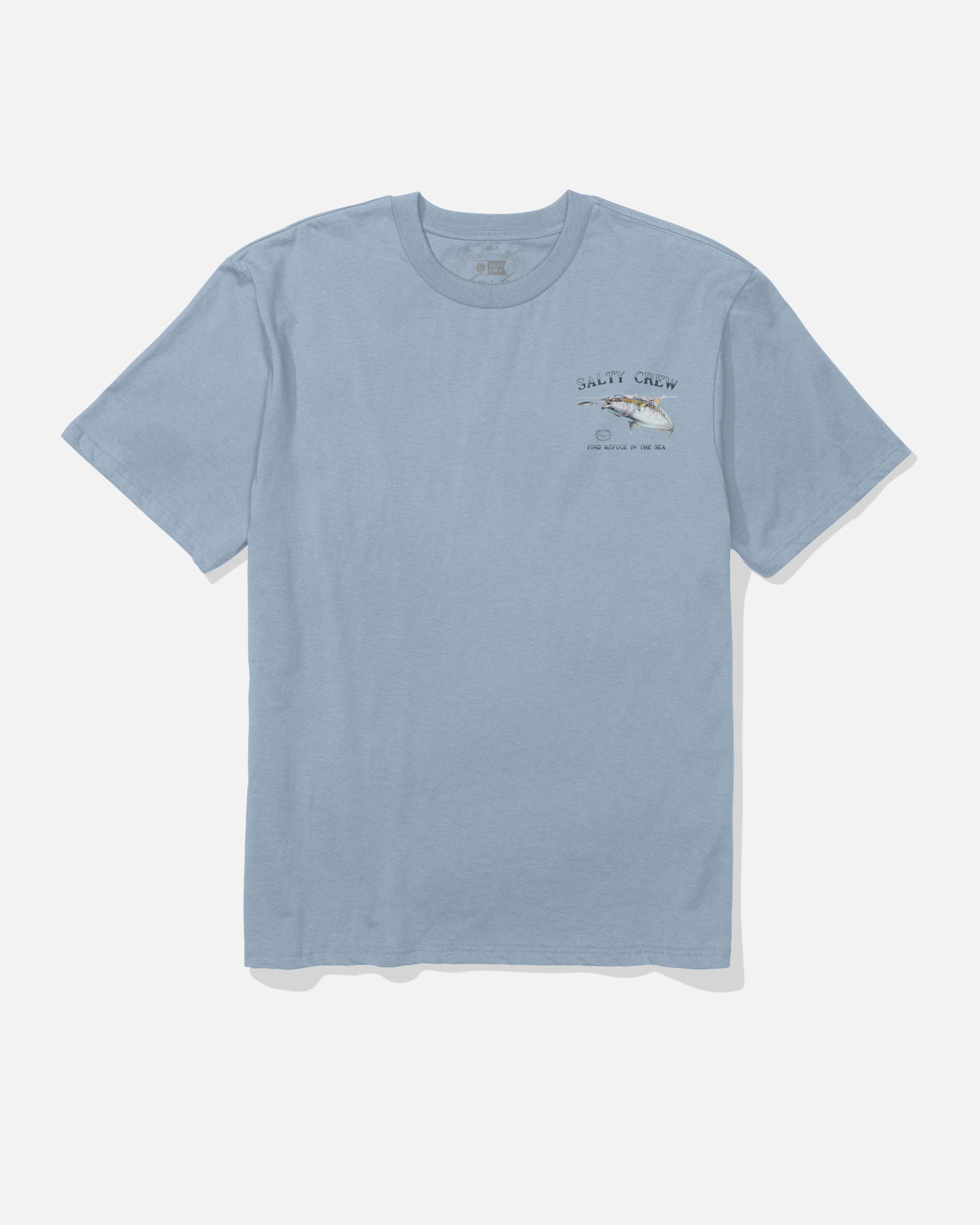 Front view of the Surface Classic Tee - Blue Fog. 