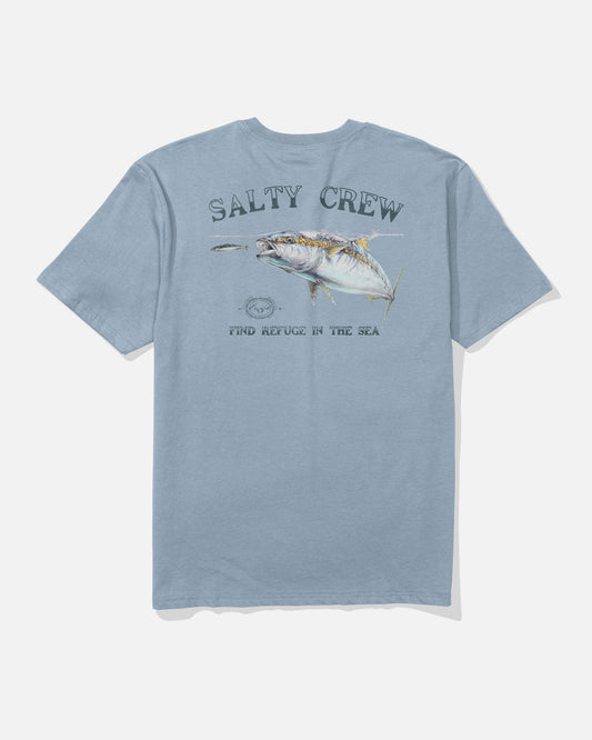 Back view of the Surface Classic Tee - Blue Fog. 