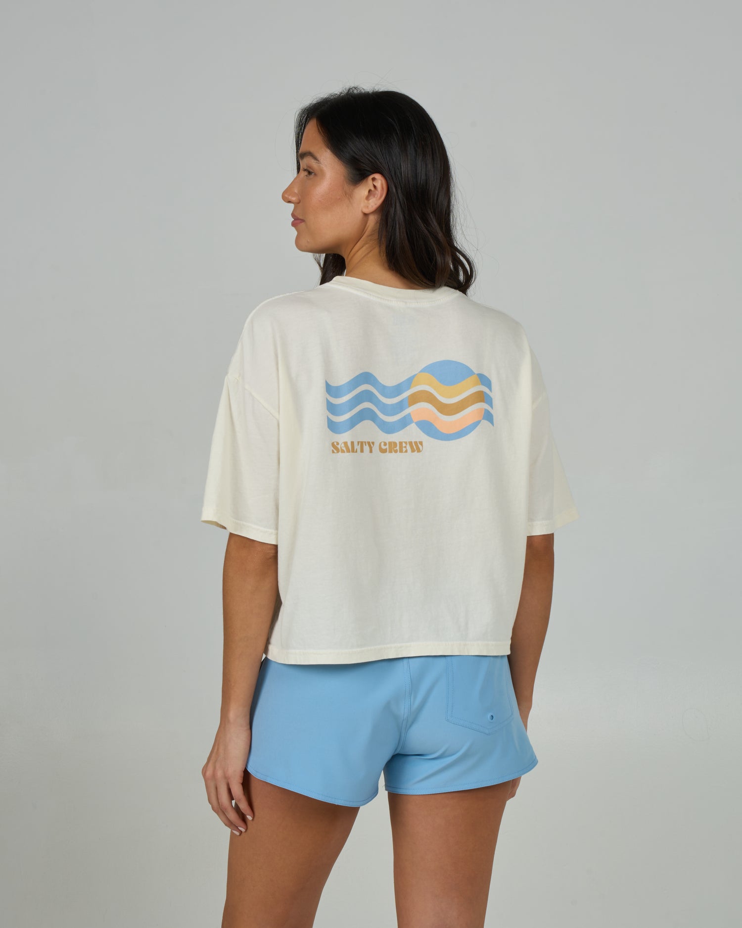 Back view of the Waves Skimmer Tee - Off White. 