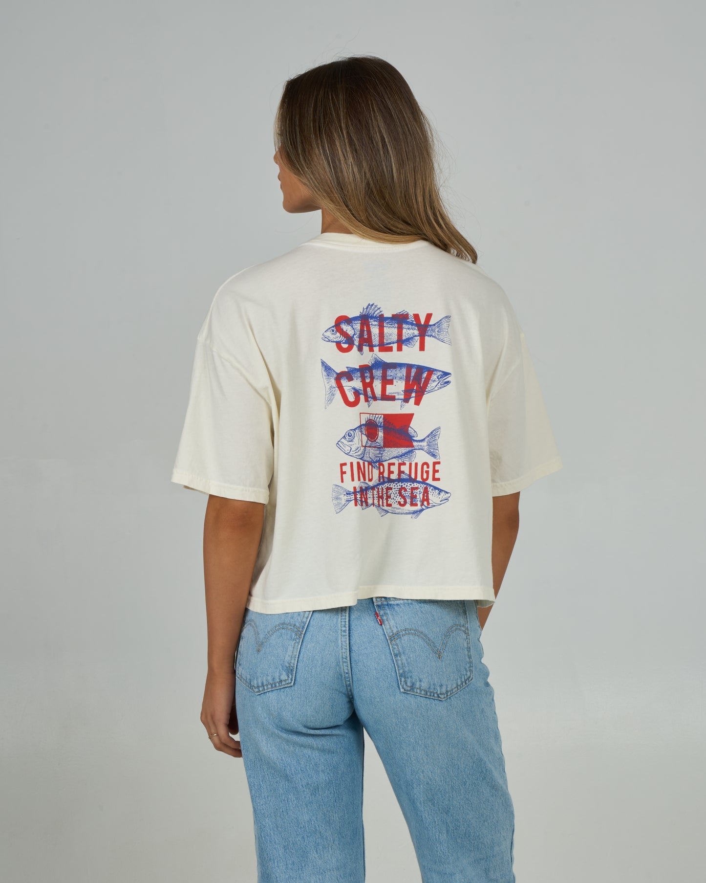 Back view of the Fish Finder Skimmer Tee - Off White. 