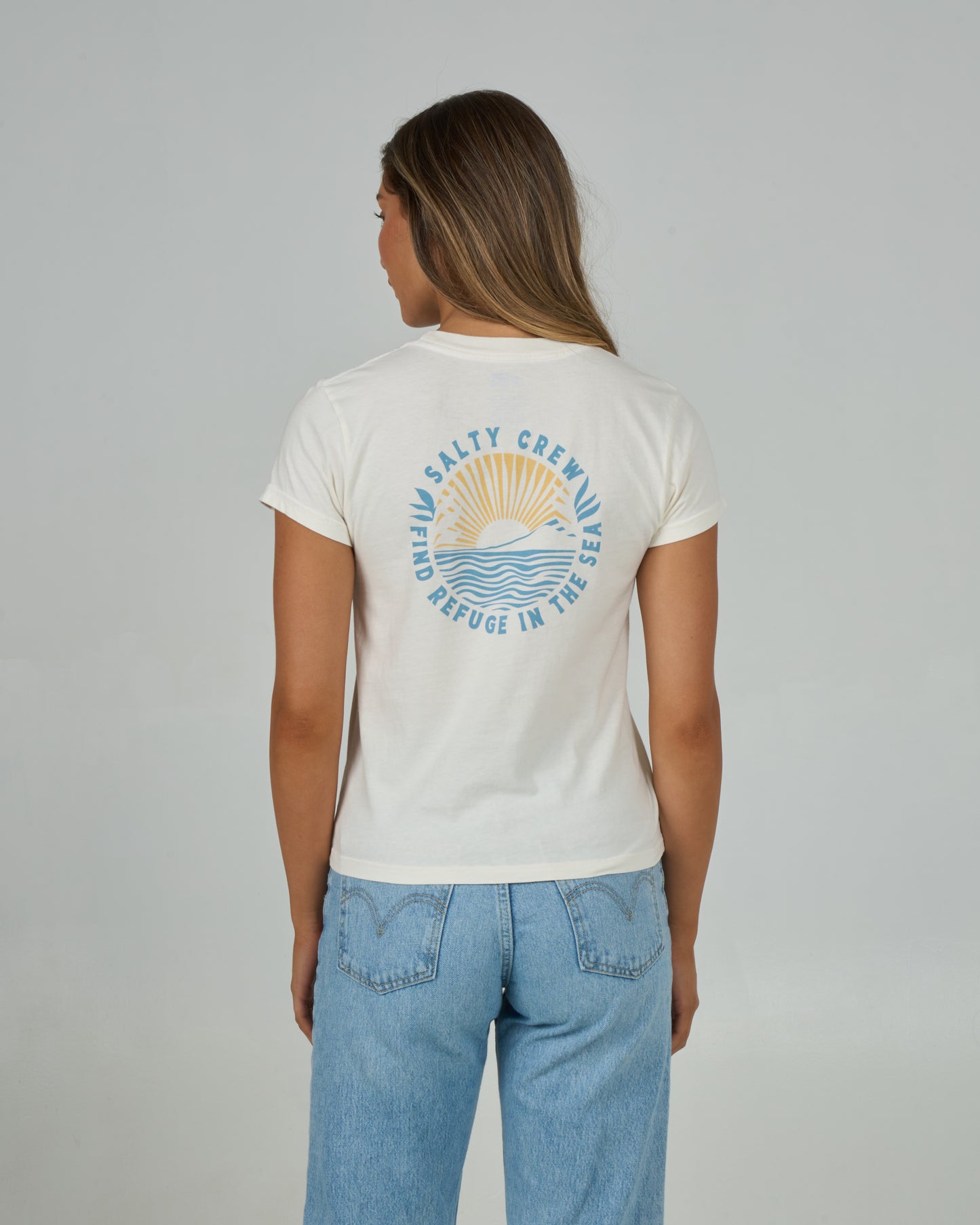 Back view of the Rays Modern Tee - Off White. 