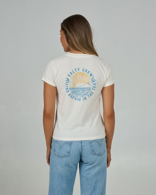 Back view of the Rays Modern Tee - Off White. 