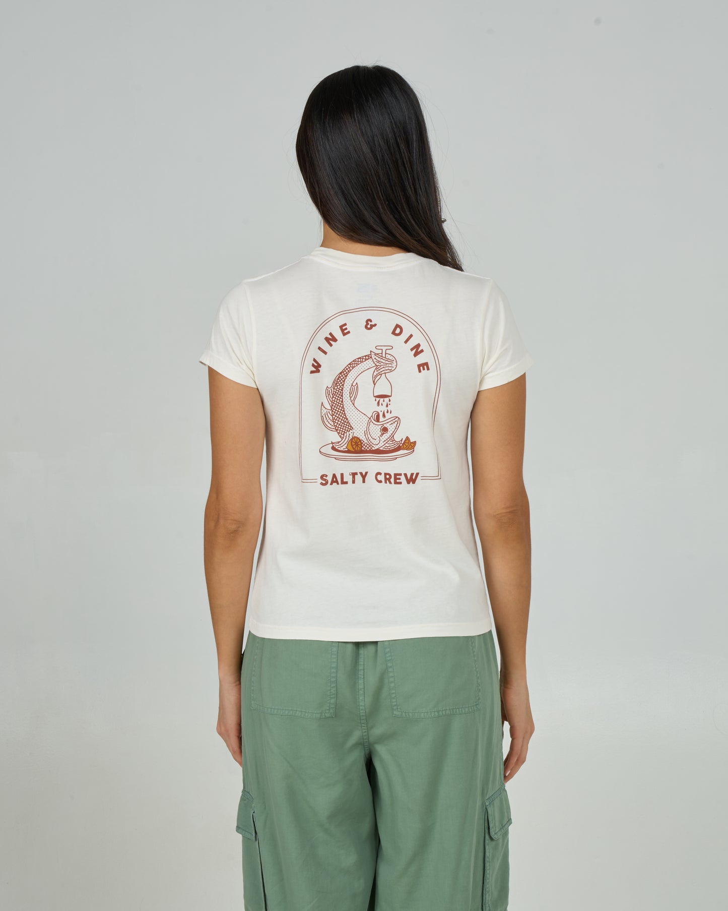 Back view of the Wine N Dine Modern Tee - Off White. 