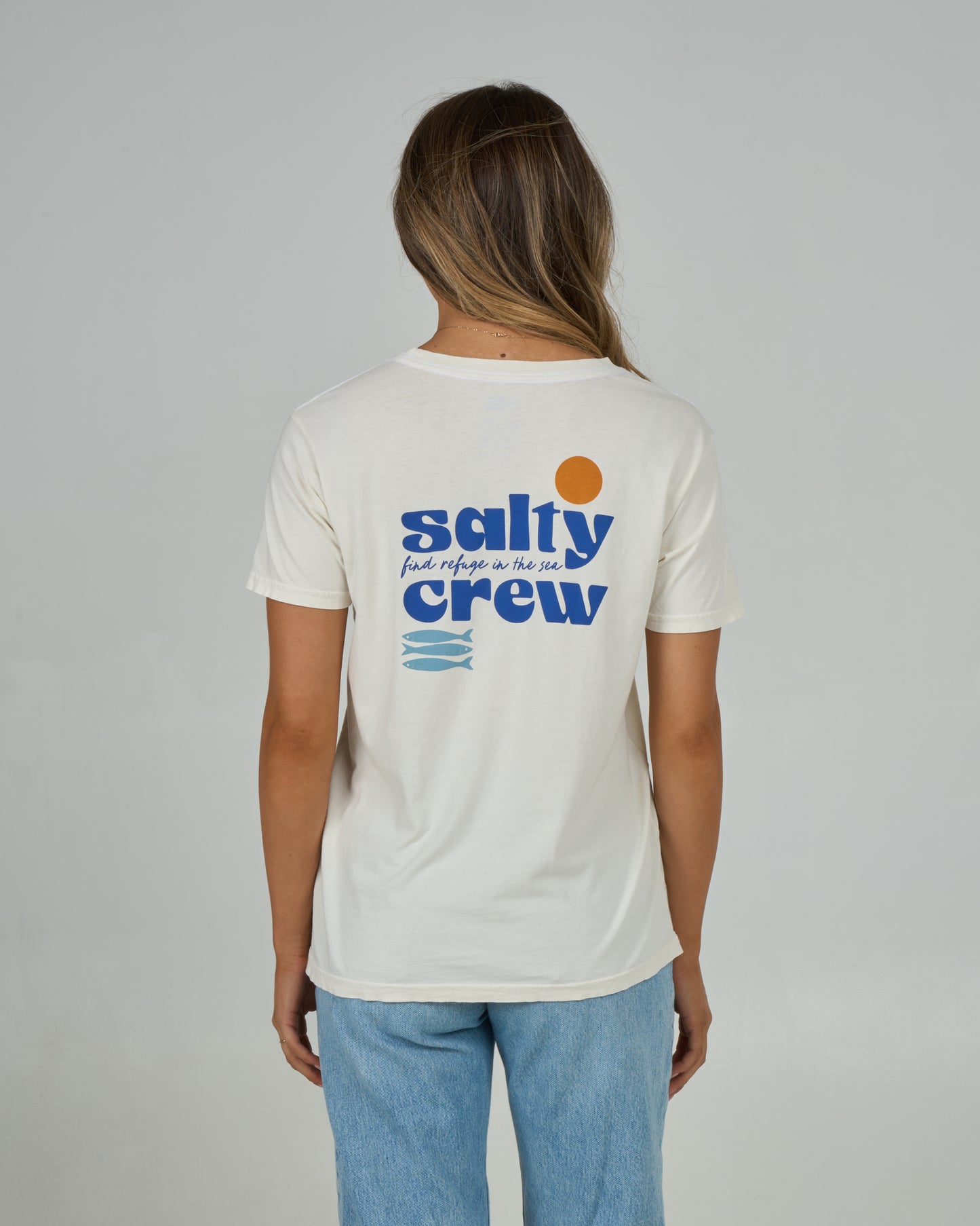 Back view of the Small Bite Boyfriend Tee - Off White. 