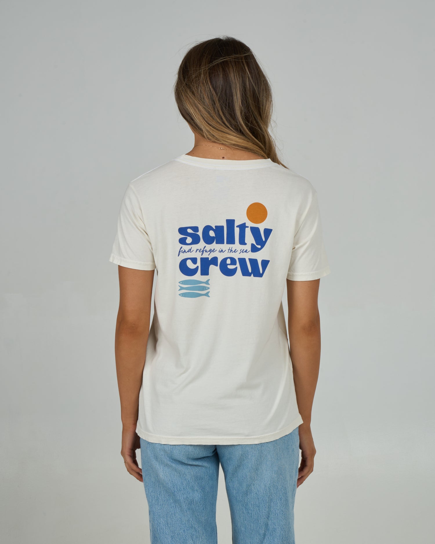 Back view of the Small Bite Boyfriend Tee - Off White. 
