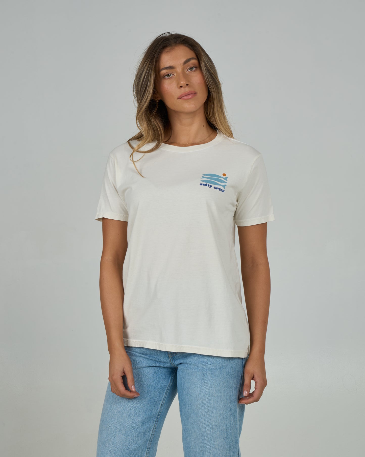 Front view of the Small Bite Boyfriend Tee - Off White. 
