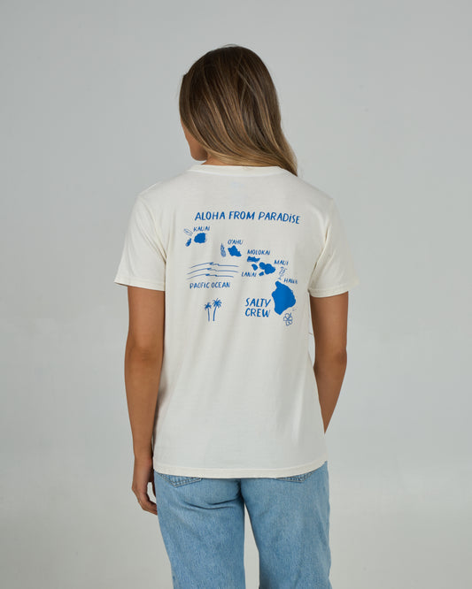Back view of the Island Chain Boyfriend Tee - Off White. 