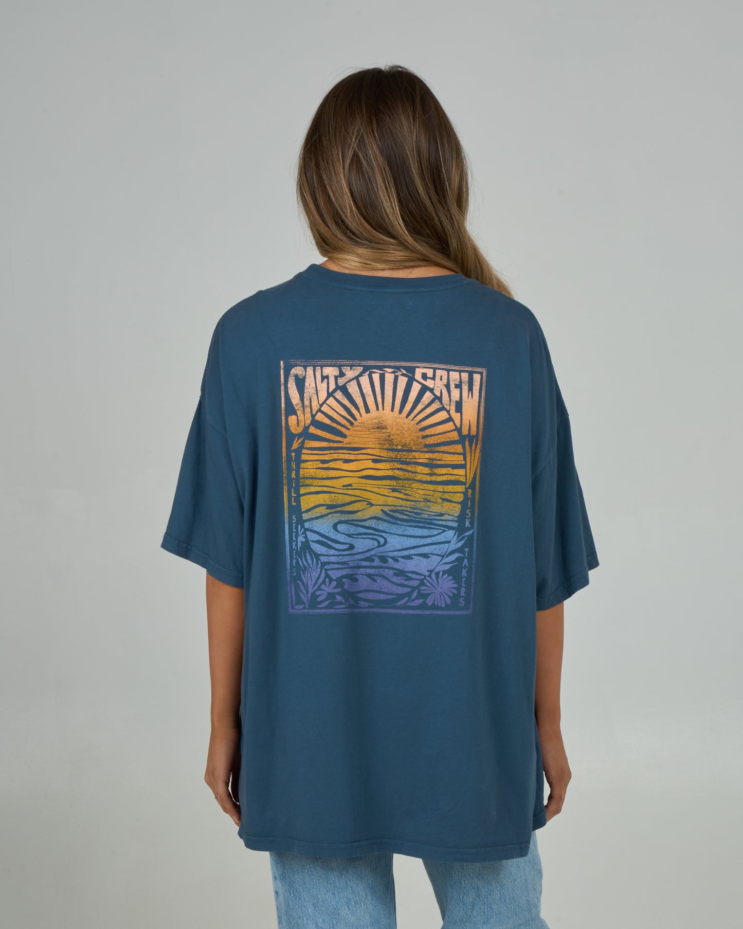 Back view of the Posted Boyfriend Tee - Midnight Navy. 