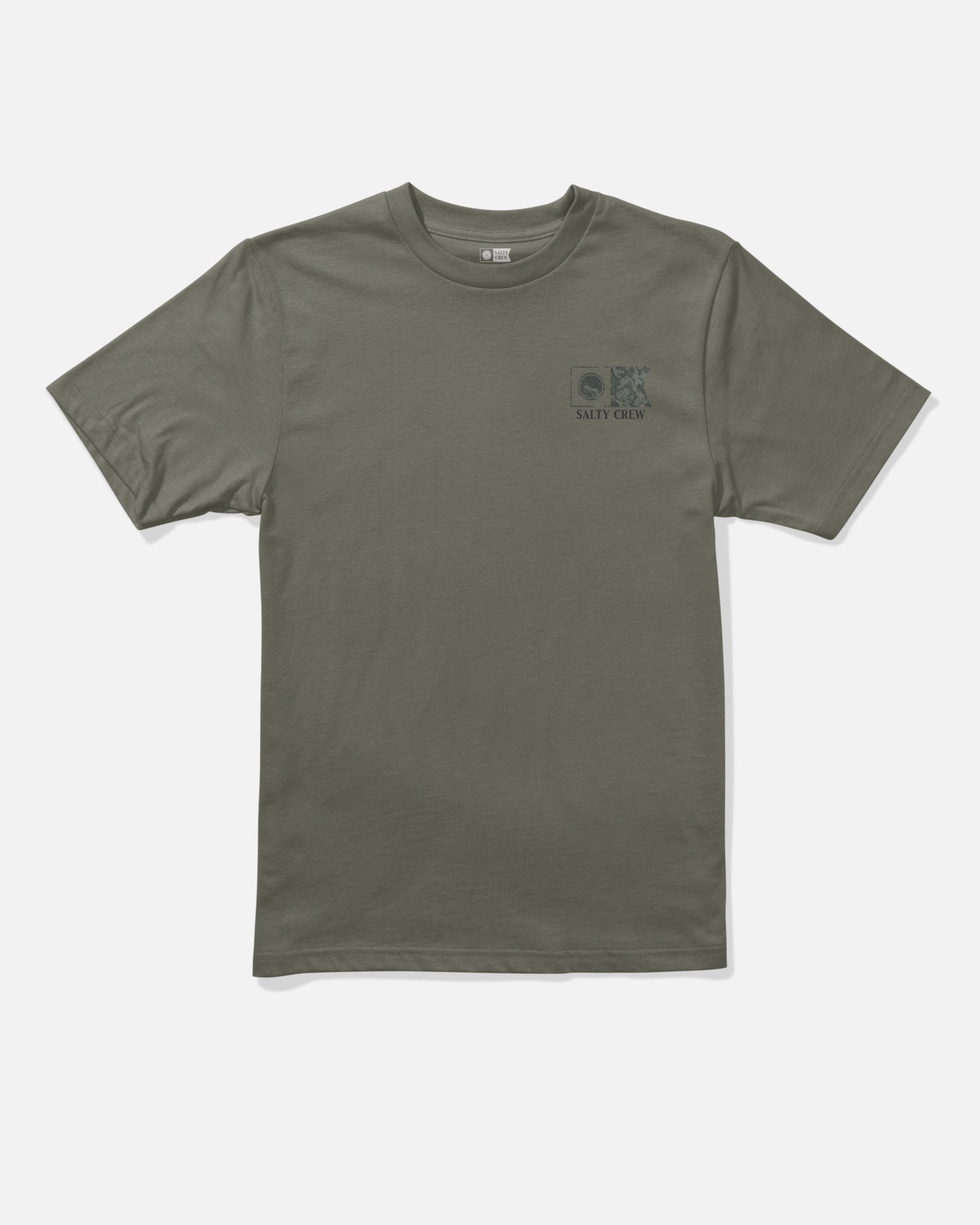 Front view of the Flagship Fill Boys Tee - Dusty Olive. 