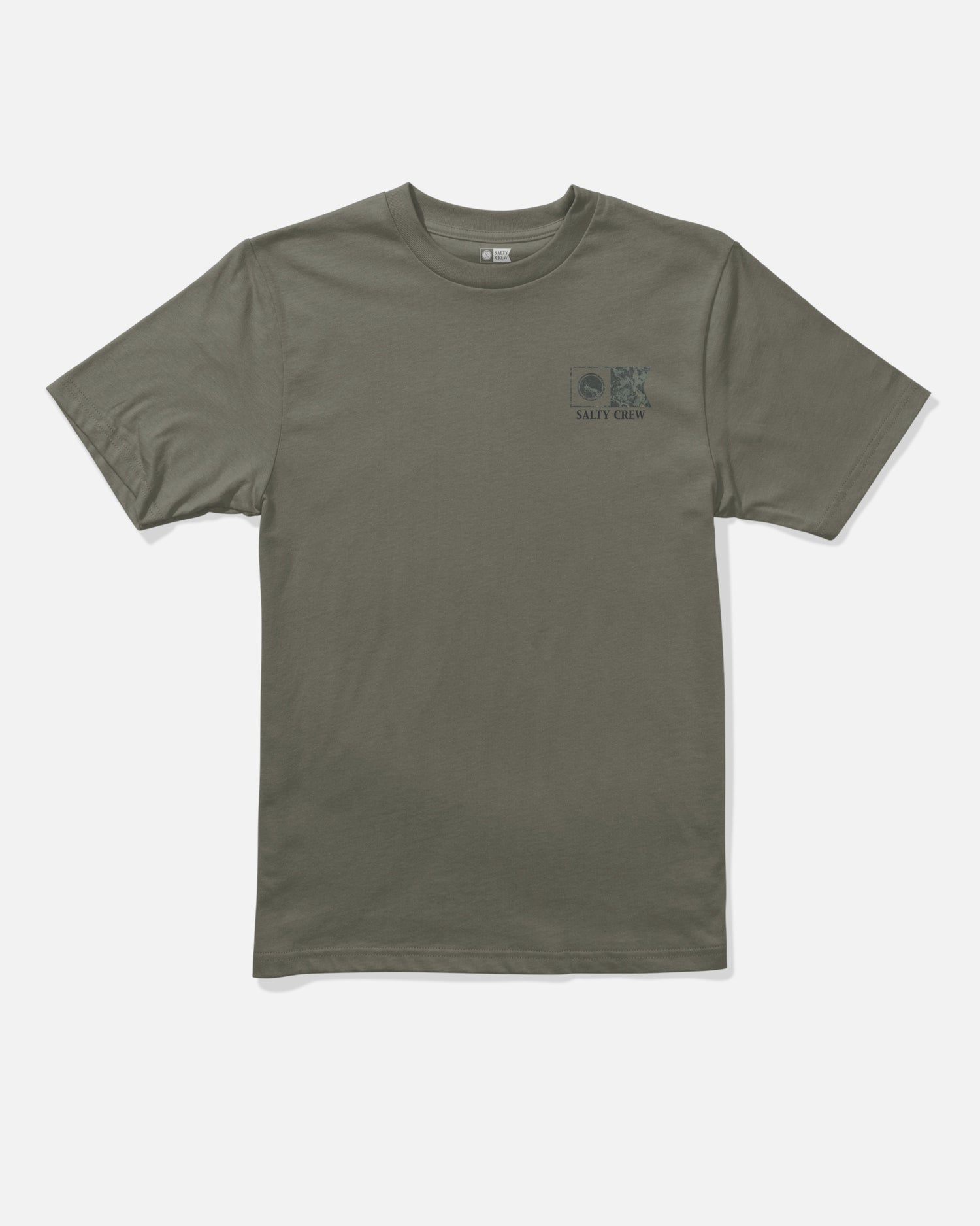 Front view of the Flagship Fill Boys Tee - Dusty Olive. 